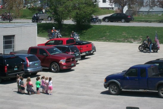 Hands over their hearts.