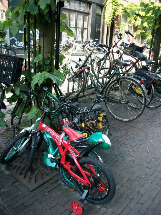 A family of bicycles in Amsterdam
