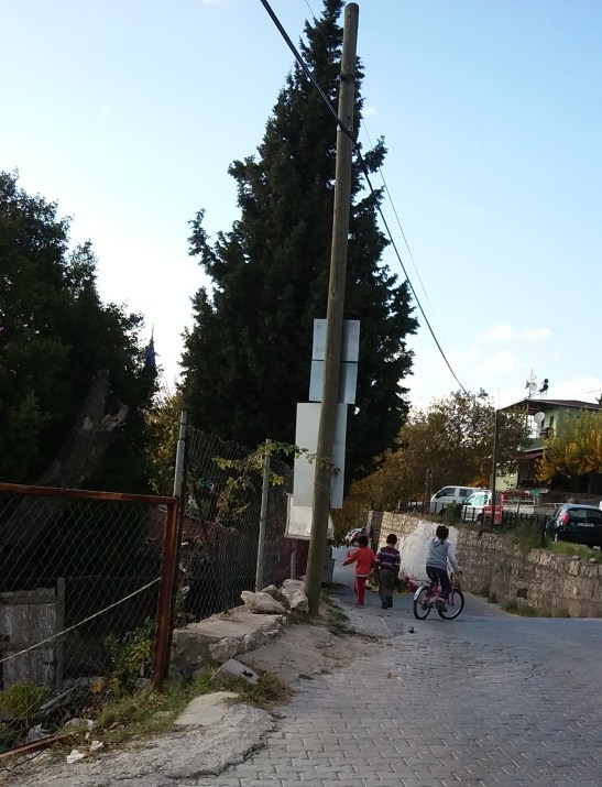 The boys dashing off to sell their wares.